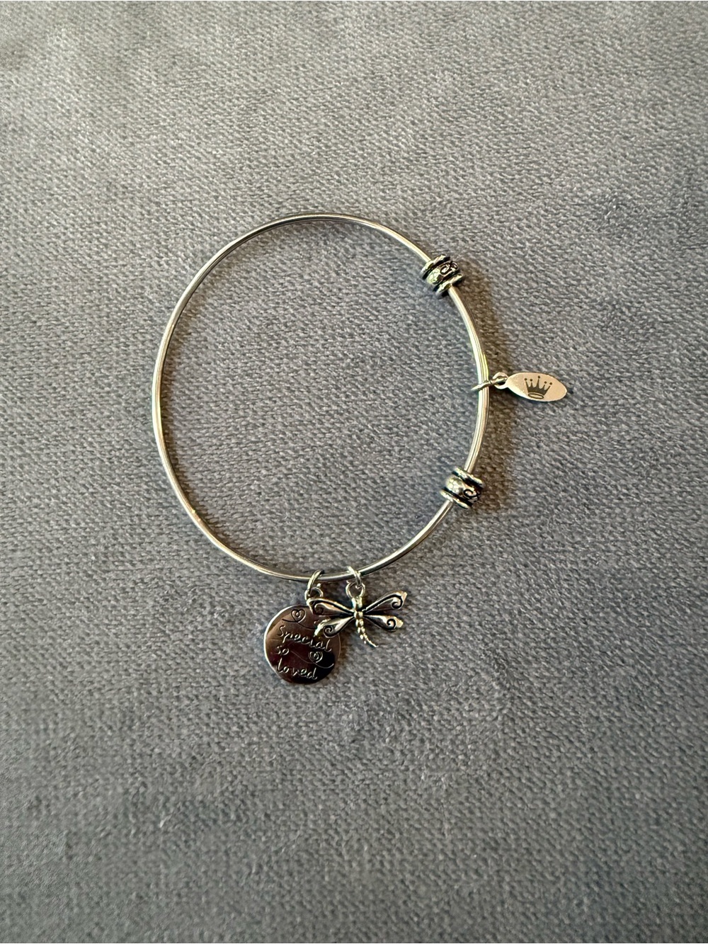 Brighton Silver Dragonfly Charm Bangle Bracelet